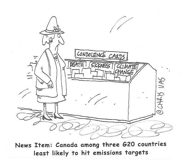 cartoon image by a member of union-art collective references News Item: Canada among three G20 countries least likely to hit emissions targets